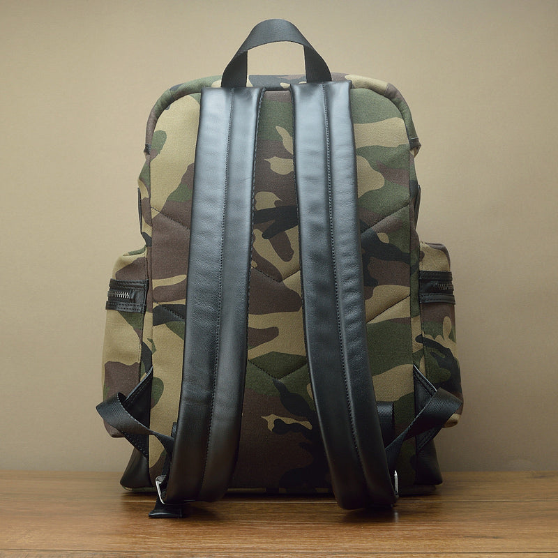 Fashion Camouflage Canvas Leather Backpack