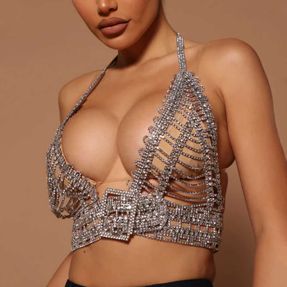The Exaggerated Layered Rhinestone Buckle Chest Chain