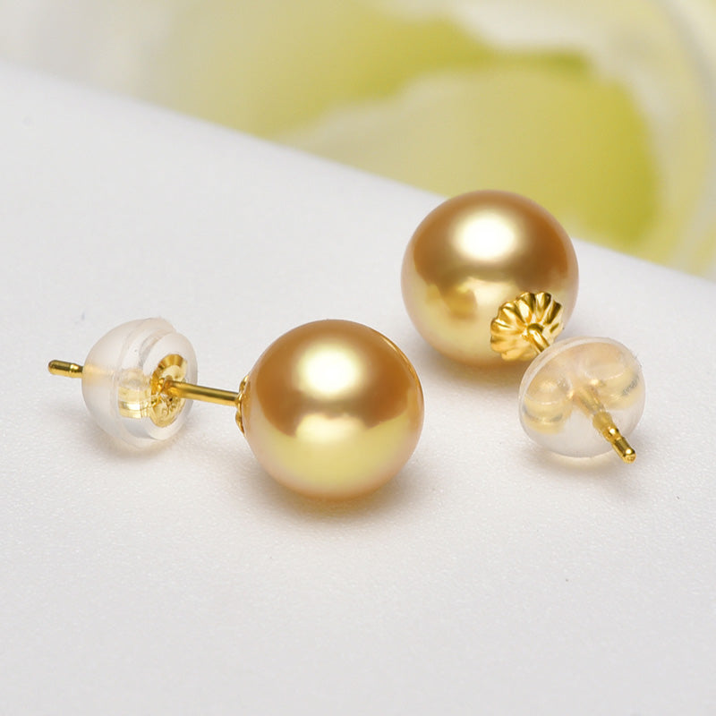 Small Bulb Gold Pearl Stud Earrings