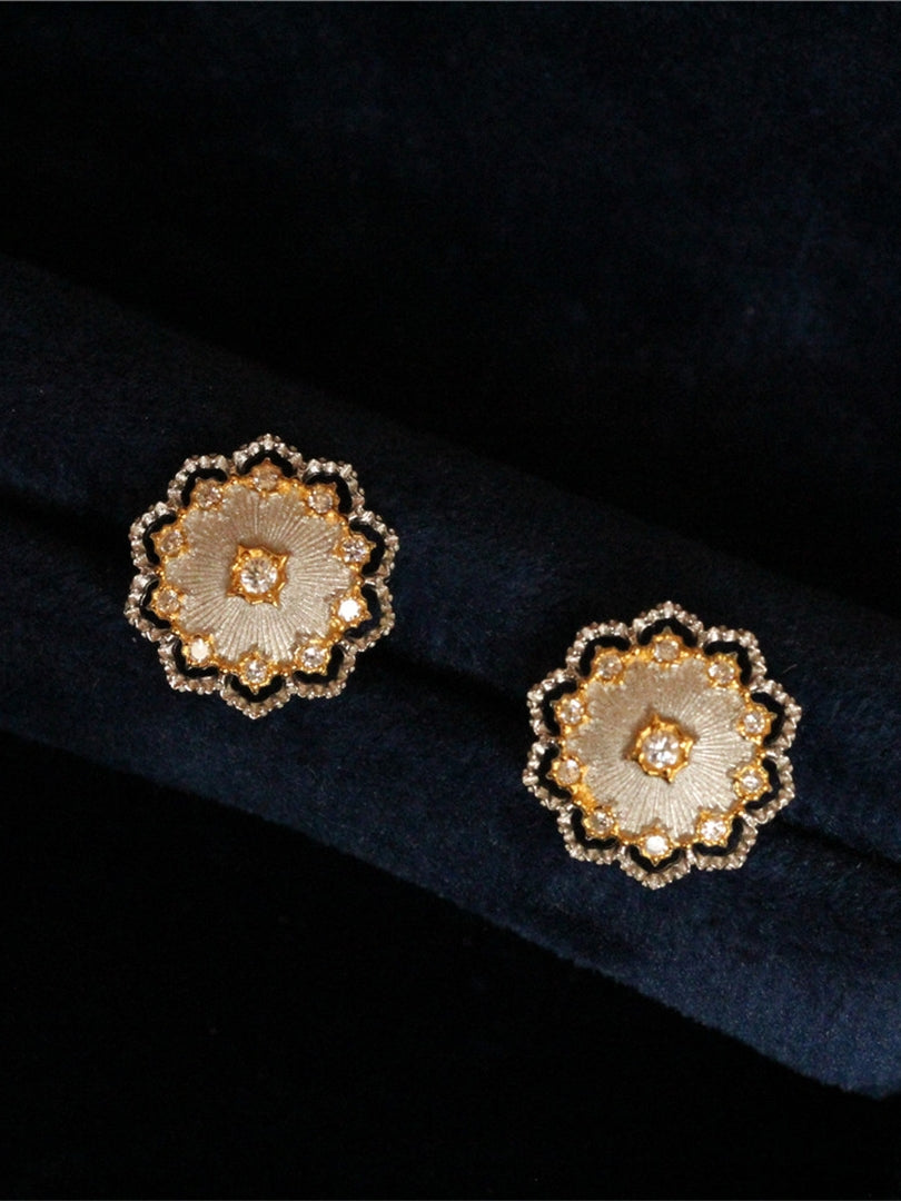 Textured Gold Carving Ear Studs