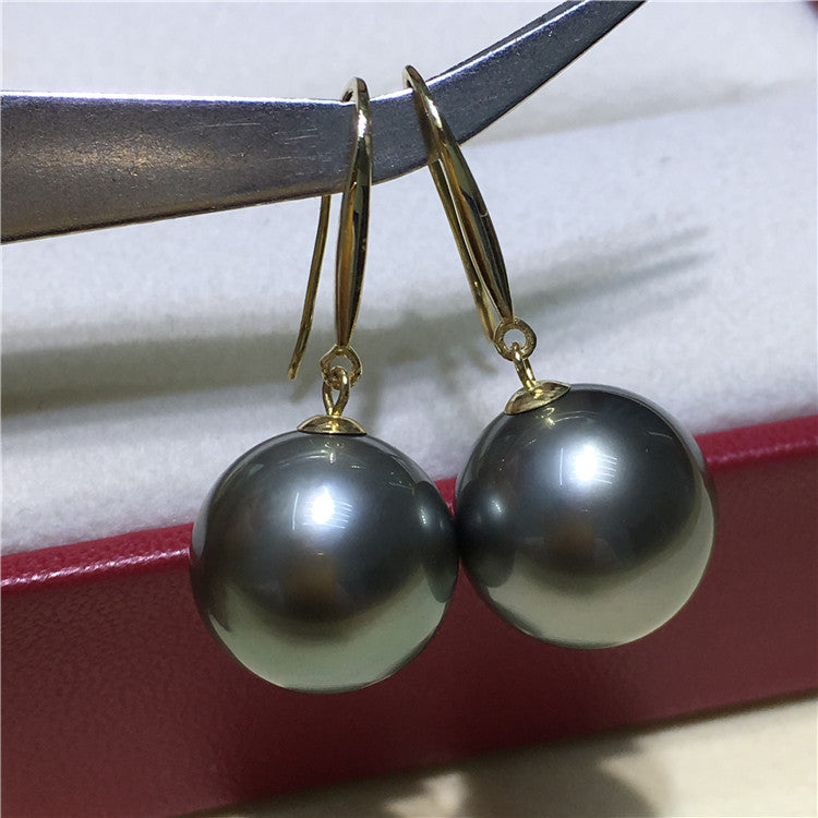 Tahitian Gold Black Pearl Drop Earrings