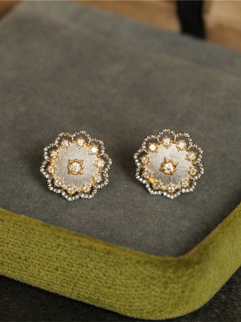 Textured Gold Carving Ear Studs