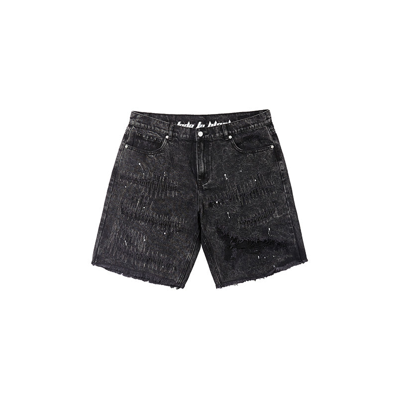 Patch Holes Washed Shorts