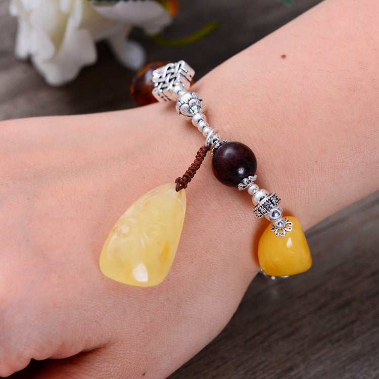 Vintage Amber Beeswax Handmade Bracelet