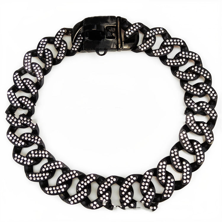 Casting Black And White Diamond Dog Necklace