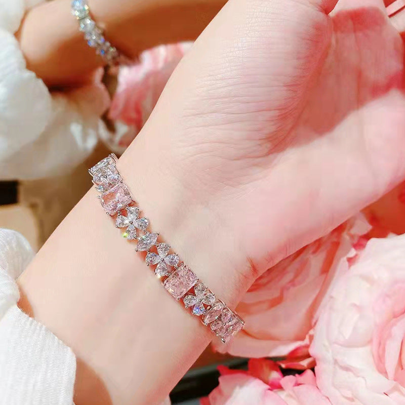 Fancy Colored Diamond Flower Bracelet