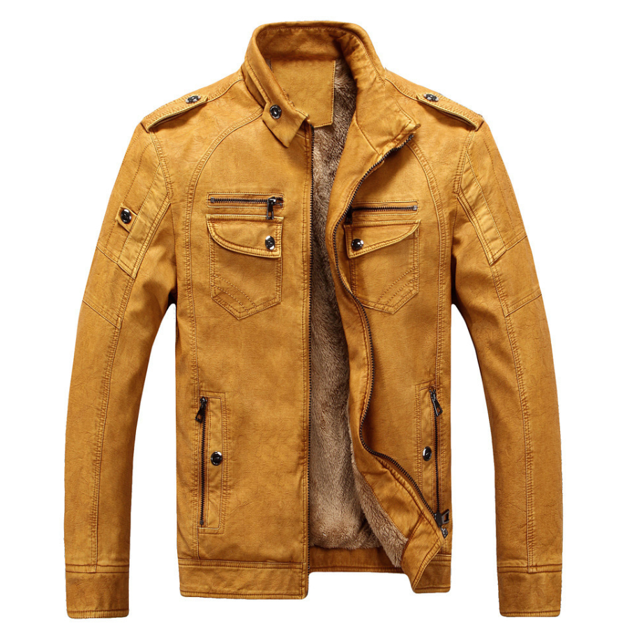 Washed Retro Leather Jacket