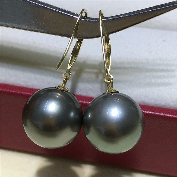 Tahitian Gold Black Pearl Drop Earrings