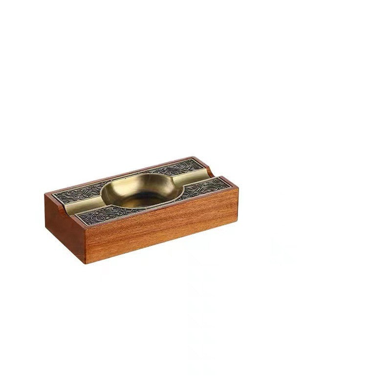 Wooden Gold Inlaid High-end Ashtray