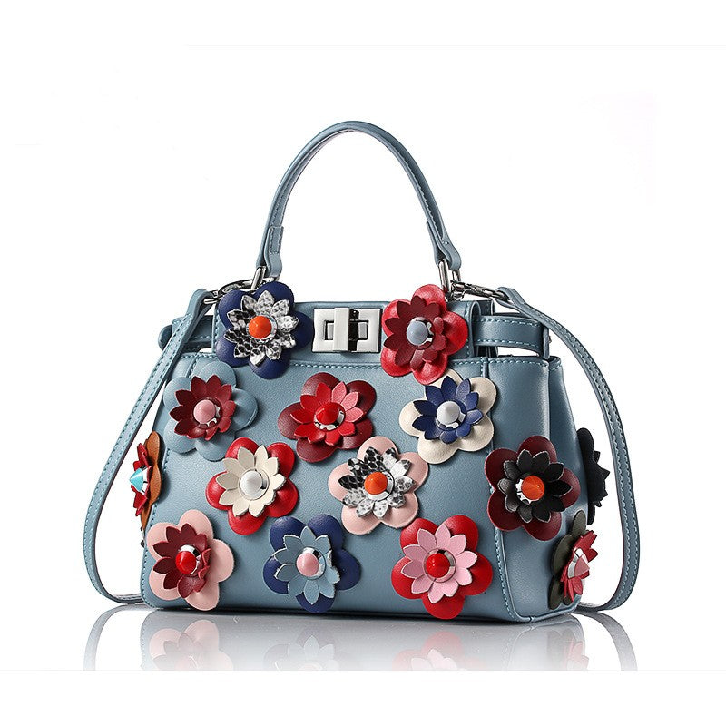 Mini Flower Shoulder Cowhide Handbag