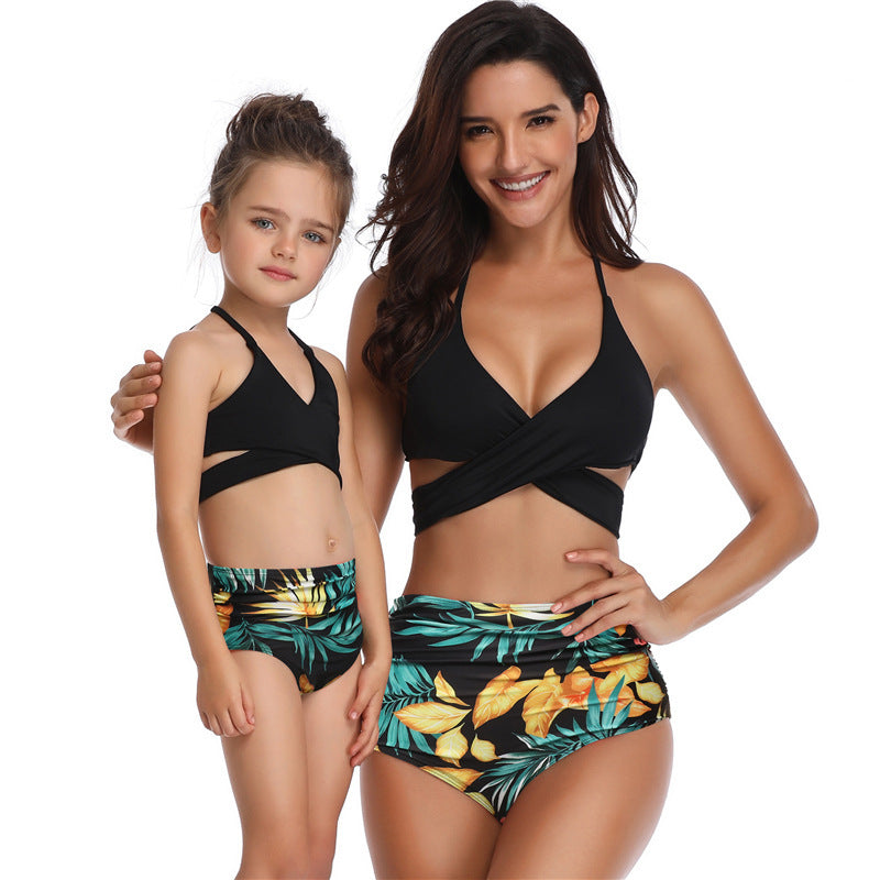 High Waist Ruffled, Mother And Daughter Swimwear