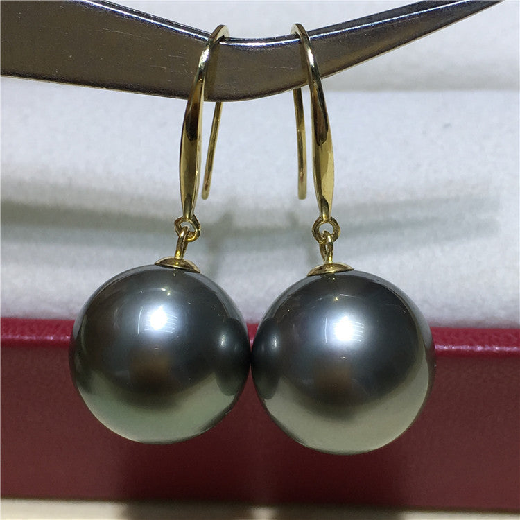 Tahitian Gold Black Pearl Drop Earrings