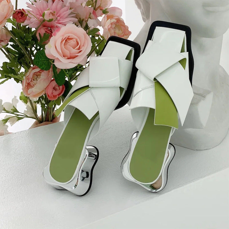 Metal Low Heel Sandals