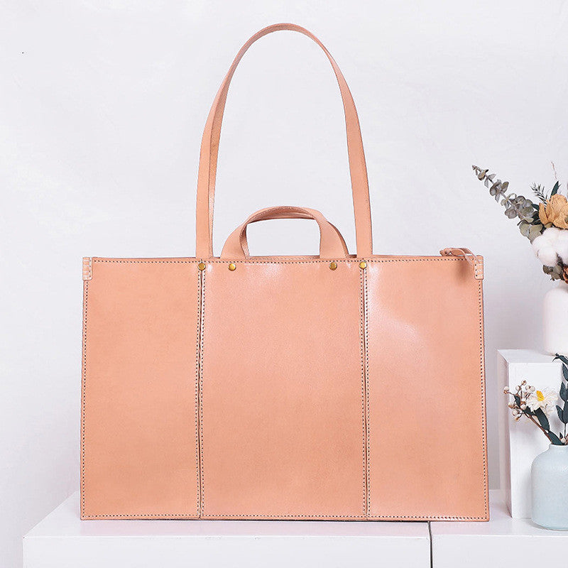 Retro Vegetable Tanned Leather Tote Bag