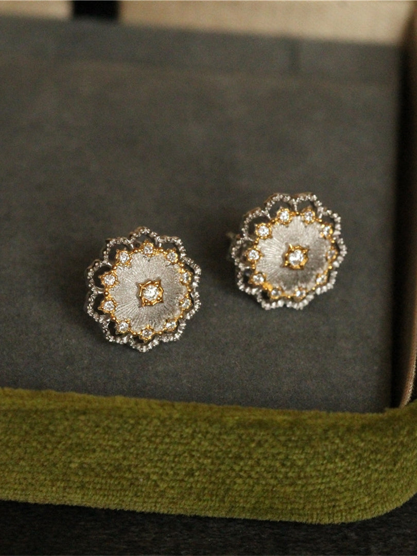 Textured Gold Carving Ear Studs