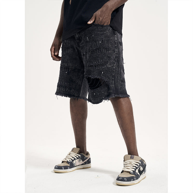 Patch Holes Washed Shorts