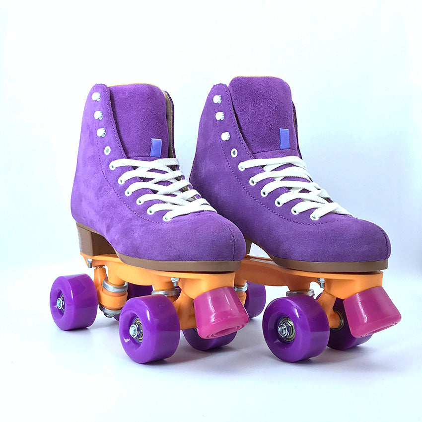 Children's Purple Suede Roller Skates