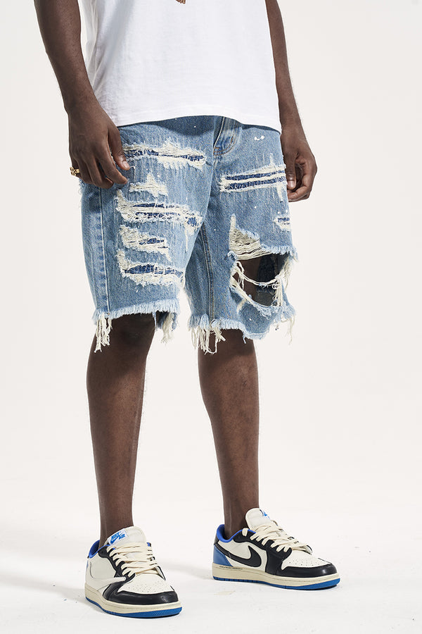 Patch Holes Washed Shorts