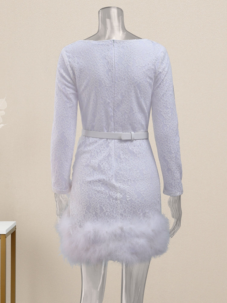 The Lace Fur Patchwork Dress