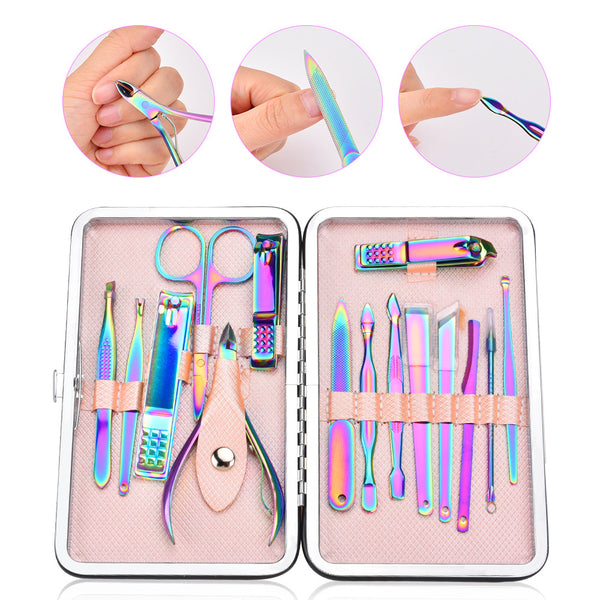 15-piece Colorful Manicure Tool Set