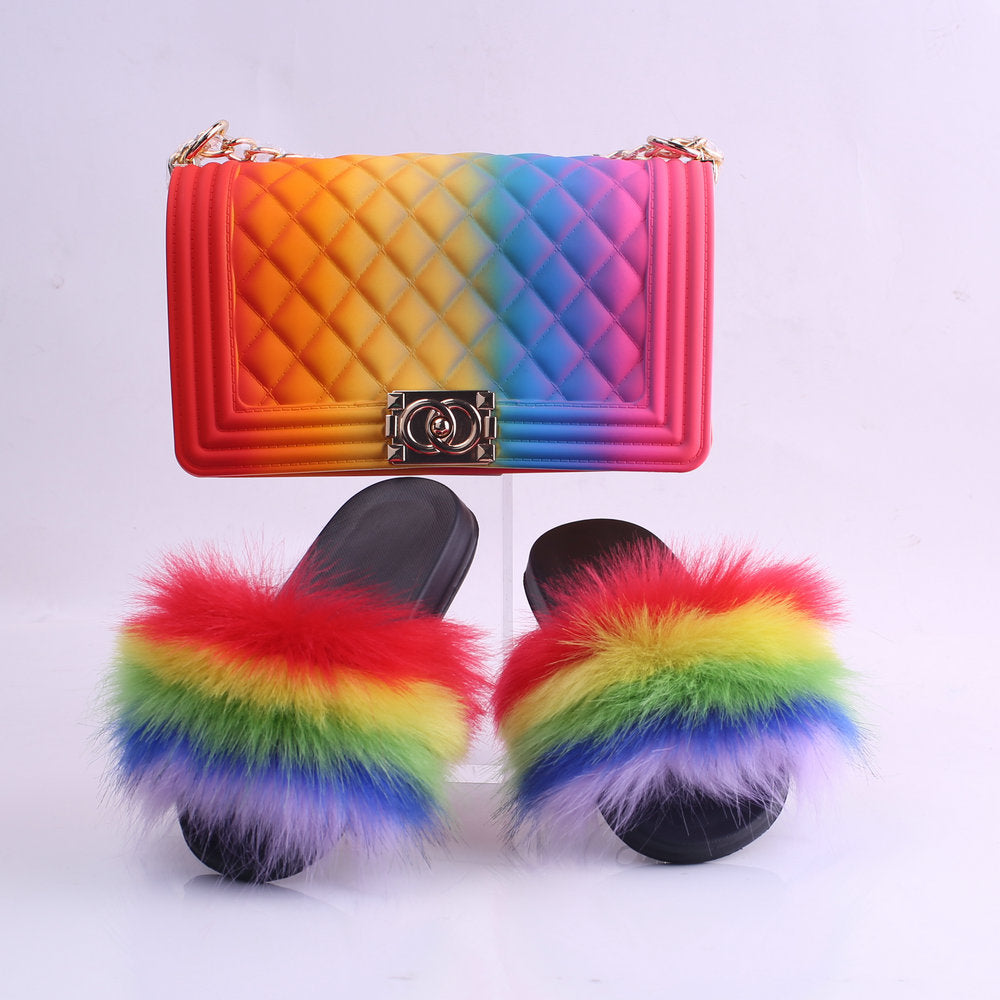 Plush Slippers & Jelly Bag Set