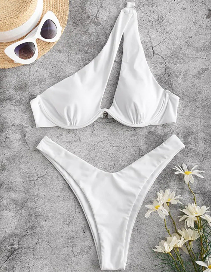 Pure Color Split Hot Swimsuit